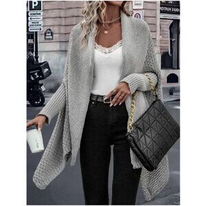 Cozy Waterfall Open Front Gray Cardigan
